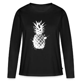 Pineapple Splatter Graphic White - Women's Premium Organic Long Sleeve Shirt - black - Front - Julia (174cm)