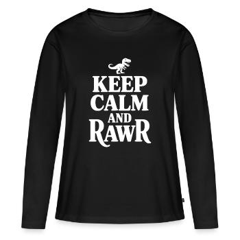 Reste calme et Rawr - T-shirt manches longues Premium bio Femme - noir - Devant - Julia (174cm)