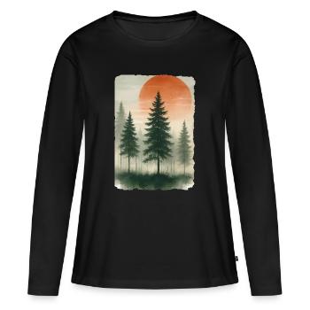 Aquarelle vintage de coucher de cheval forestier - T-shirt manches longues Premium bio Femme - noir - Devant - Julia (174cm)