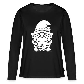 Nain chanceux avec trèfle - T-shirt manches longues Premium bio Femme - noir - Devant - Julia (174cm)