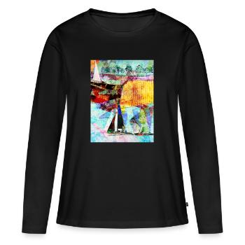 L'été au bord du lac - T-shirt manches longues Premium bio Femme - noir - Devant - Julia (174cm)
