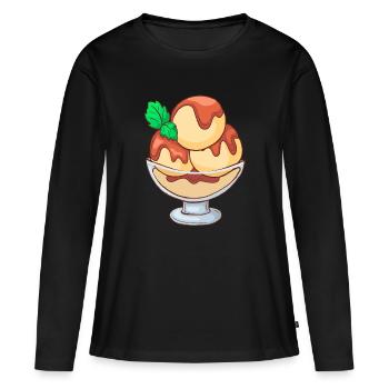 Crème glacée, crème glacée, crème glacée, crème glacée, boule, crème glacée, sundae - T-shirt manches longues Premium bio Femme - noir - Devant - Julia (174cm)