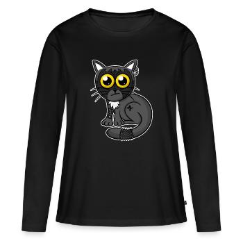 Heavy Metal Chat - T-shirt manches longues Premium bio Femme - noir - Devant - Julia (174cm)