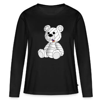 Ours bandé - T-shirt manches longues Premium bio Femme - noir - Devant - Julia (174cm)