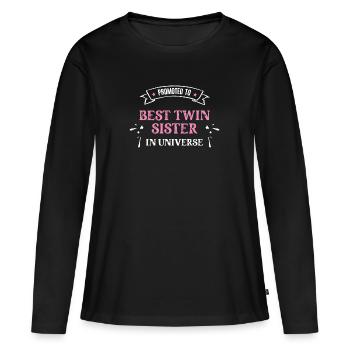 Zwillingsschwestern Zwilling Schwester Geschwister - Frauen Premium Bio Langarmshirt - Schwarz - Vorne - Julia (174cm)