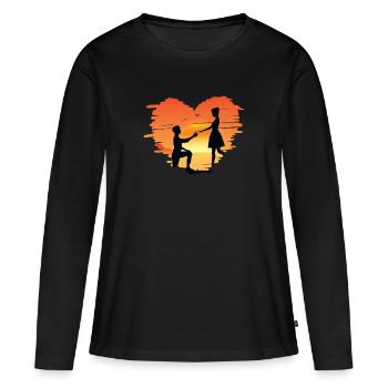 Marriage proposal marrying wedding couple proposal - Women's Premium Organic Long Sleeve Shirt - black - Front - Julia (174cm)