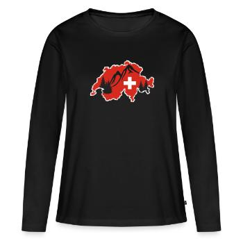 Montagnes suisses - T-shirt manches longues Premium bio Femme - noir - Devant - Julia (174cm)