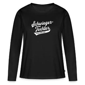 Schwiegertochter 2024 Hochzeit Schwiegertöchter - Frauen Premium Bio Langarmshirt - Schwarz - Vorne - Julia (174cm)
