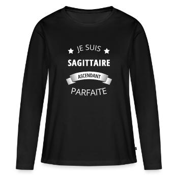 Sagittaire ascendant parfaite humour astrologie - T-shirt manches longues Premium bio Femme - noir - Devant - Julia (174cm)