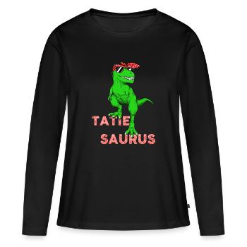 Mama Tatie saurus Vintage Dinosaure - T-shirt manches longues Premium bio Femme - noir - Devant - Julia (174cm)