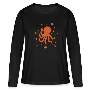 Octopus Octopus Zoo animal tentacules marins - T-shirt manches longues Premium bio Femme - noir - Devant - Julia (174cm)