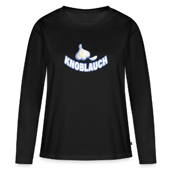 KNOBLAUCH - Frauen Premium Bio Langarmshirt - Schwarz - Vorne - Julia (174cm)