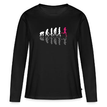 Laufen Läuferin Evolution Jogging Pink Joggerin - Frauen Premium Bio Langarmshirt - Schwarz - Vorne - Julia (174cm)