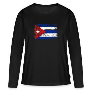 Cuba Drapeau émigrant Cubafan fan de cigares Fumeurs - T-shirt manches longues Premium bio Femme - noir - Devant - Julia (174cm)