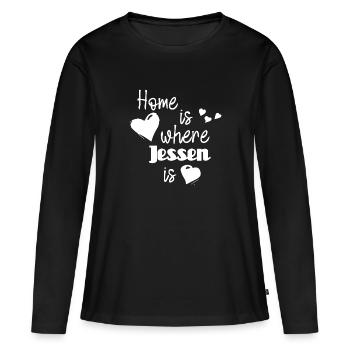Zuhause in Jessen - Home is where Jessen is - Frauen Premium Bio Langarmshirt - Schwarz - Vorne - Julia (174cm)