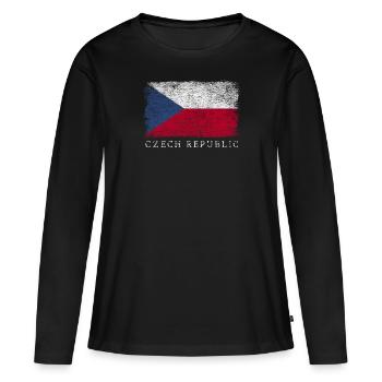 République tchèque Drapeau tchèque - T-shirt manches longues Premium bio Femme - noir - Devant - Julia (174cm)