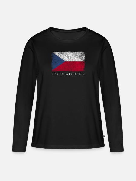 Tschechien Tschechische Flagge - Frauen Premium Bio Langarmshirt - Schwarz