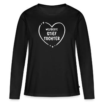Stief Tochter Herz Stieftochter Best Stepdaughter - Frauen Premium Bio Langarmshirt - Schwarz - Vorne - Julia (174cm)