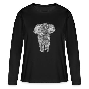 Elépant noir et blanc - T-shirt manches longues Premium bio Femme - noir - Devant - Julia (174cm)