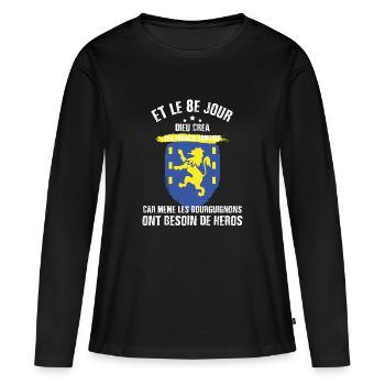 8e jour franche comte - T-shirt manches longues Premium bio Femme - noir - Devant - Julia (174cm)