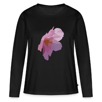 Blüten - Frauen Premium Bio Langarmshirt - Schwarz - Vorne - Julia (174cm)