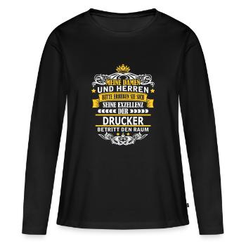 DRUCKER - Frauen Premium Bio Langarmshirt - Schwarz - Vorne - Julia (174cm)