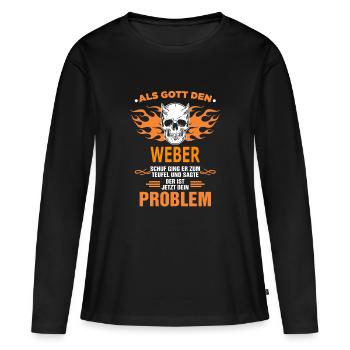WEBER - Frauen Premium Bio Langarmshirt - Schwarz - Vorne - Julia (174cm)