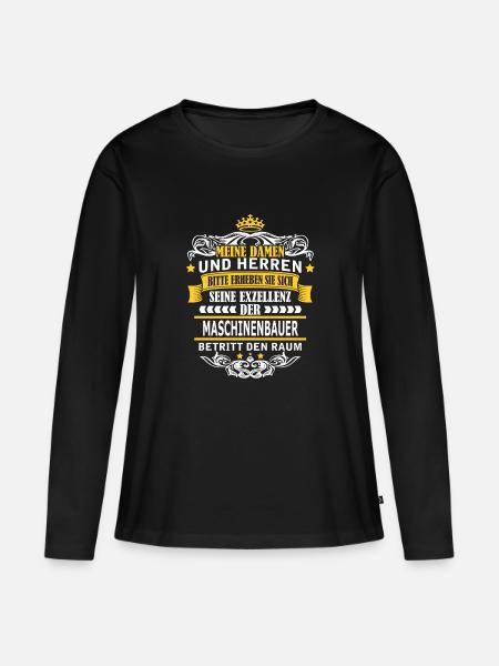 MASCHINENBAUER - Frauen Premium Bio Langarmshirt - Schwarz