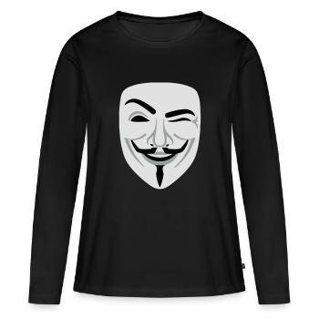 Fun Anonymous Guy Fawkes - T-shirt manches longues Premium bio Femme - noir - Devant - Julia (174cm)