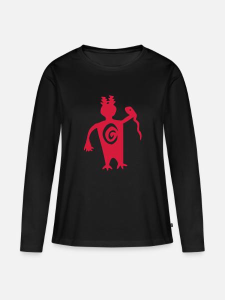 petroglyphe schamane vektor - Frauen Premium Bio Langarmshirt - Schwarz