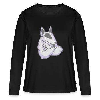 Bullterrier-Maskottchen 3c - Frauen Premium Bio Langarmshirt - Schwarz - Vorne - Julia (174cm)