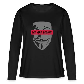 anonymous_we_are_legion_002 - Frauen Premium Bio Langarmshirt - Schwarz - Vorne - Julia (174cm)