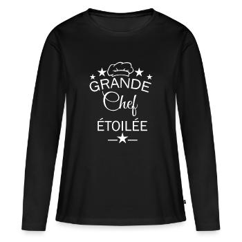 Grande chef étoilée - T-shirt manches longues Premium bio Femme - noir - Devant - Julia (174cm)