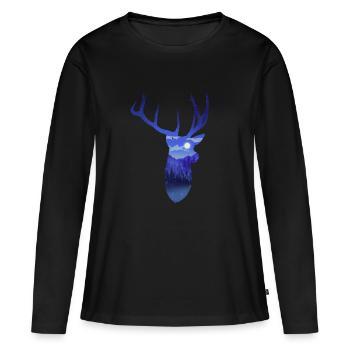 Ciel nocturne de cerf - T-shirt manches longues Premium bio Femme - noir - Devant - Julia (174cm)