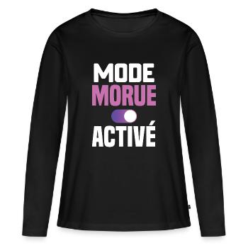 Mode morue activé cadeau humour femme provoque - T-shirt manches longues Premium bio Femme - noir - Devant - Julia (174cm)