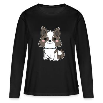 Border Collie - T-shirt manches longues Premium bio Femme - noir - Devant - Julia (174cm)