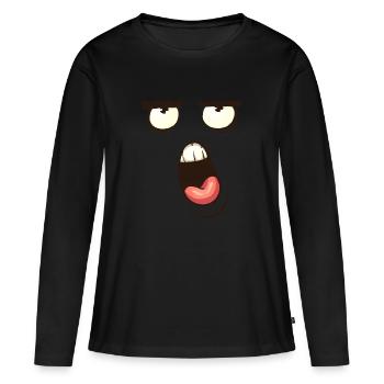Visage Dessin animé LOL - T-shirt manches longues Premium bio Femme - noir - Devant - Julia (174cm)
