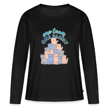 team familie katze hundesport elternzeit witzig - Frauen Premium Bio Langarmshirt - Schwarz - Vorne - Julia (174cm)