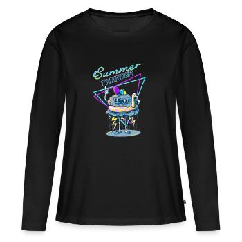 Orage d'été - T-shirt manches longues Premium bio Femme - noir - Devant - Julia (174cm)