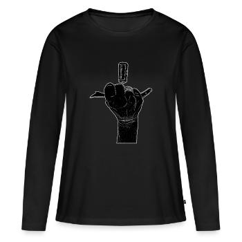 bad girl main noir au tire-bouchon - T-shirt manches longues Premium bio Femme - noir - Devant - Julia (174cm)