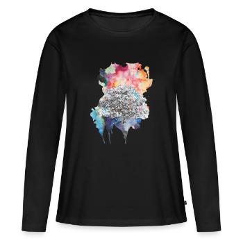 Explosion de couleur - T-shirt manches longues Premium bio Femme - noir - Devant - Julia (174cm)