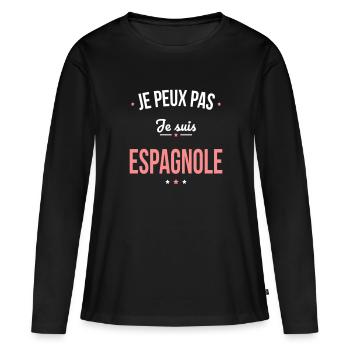 Je peux pas je suis Espagnole - T-shirt manches longues Premium bio Femme - noir - Devant - Julia (174cm)