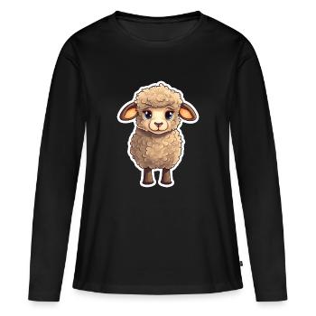 Schaf - Frauen Premium Bio Langarmshirt - Schwarz - Vorne - Julia (174cm)