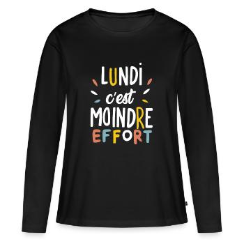 Lundi c'est moindre effort - T-shirt manches longues Premium bio Femme - noir - Devant - Julia (174cm)