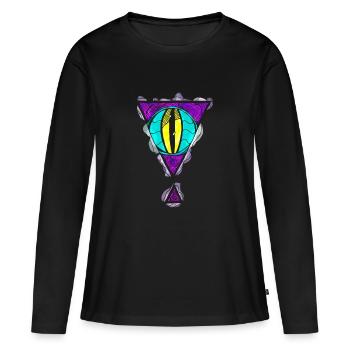 Œil de monstre extraterrestre avec ouverture dimensionnelle triangulaire - T-shirt manches longues Premium bio Femme - noir - Devant - Julia (174cm)