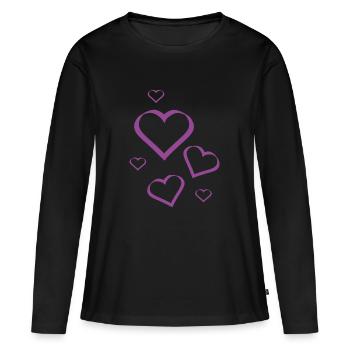 Coeur Violet Violet Coeur Motif Violet - T-shirt manches longues Premium bio Femme - noir - Devant - Julia (174cm)