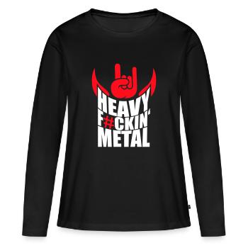 Heavy F#ckin' Metal Hard Rock Musique Texte Citation amusante - T-shirt manches longues Premium bio Femme - noir - Devant - Julia (174cm)