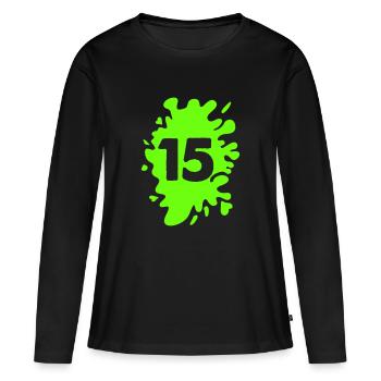 klecks 15 - Frauen Premium Bio Langarmshirt - Schwarz - Vorne - Julia (174cm)