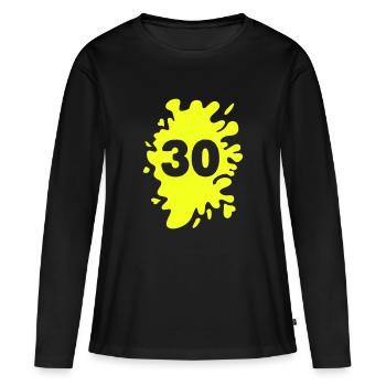 Klecks 30 - Frauen Premium Bio Langarmshirt - Schwarz - Vorne - Julia (174cm)
