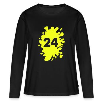 klecks 24 - Frauen Premium Bio Langarmshirt - Schwarz - Vorne - Julia (174cm)